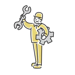 修理をする男性のイラスト(ビジネスホン修理)